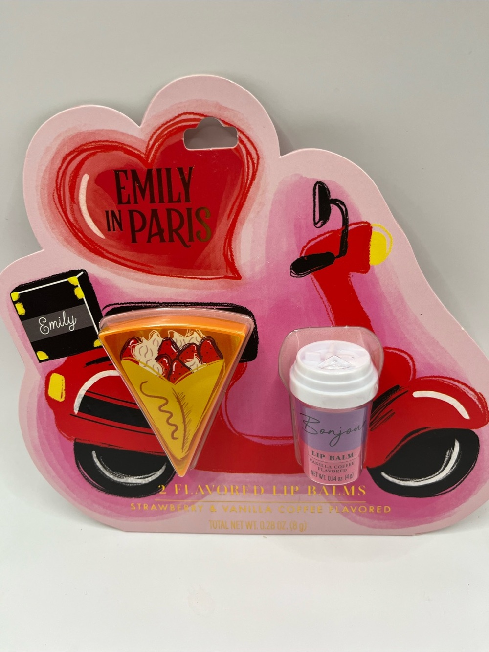 NWT Emily in Paris Strawberry & Vanilla Coffee Lip Balm Duo